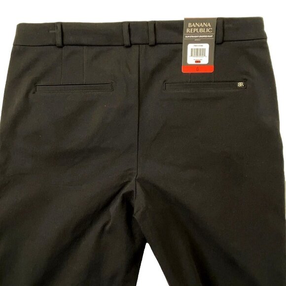 Banana Republic Slim Straight Cropped Pant Slacks Womens size 8 Stretch Black - Picture 4 of 9